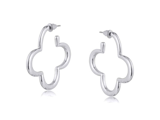 Carmen floral shape metal earrings - silver