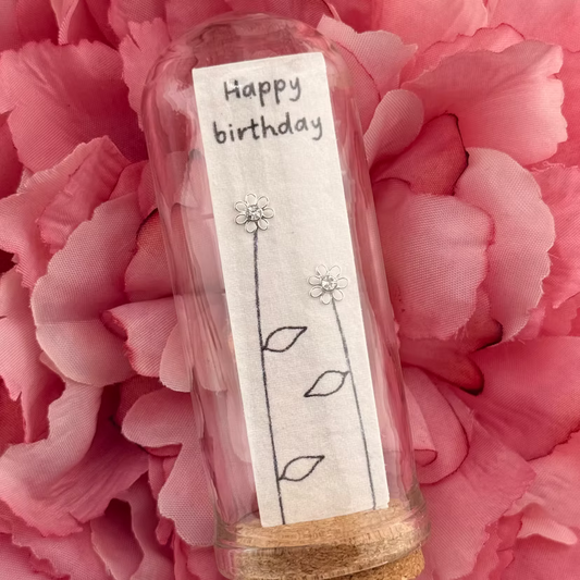 Happy Birthday White Flower Earring Jar