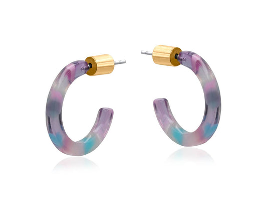 Melpomene Petite Hoop Resin Earrings: Lilac