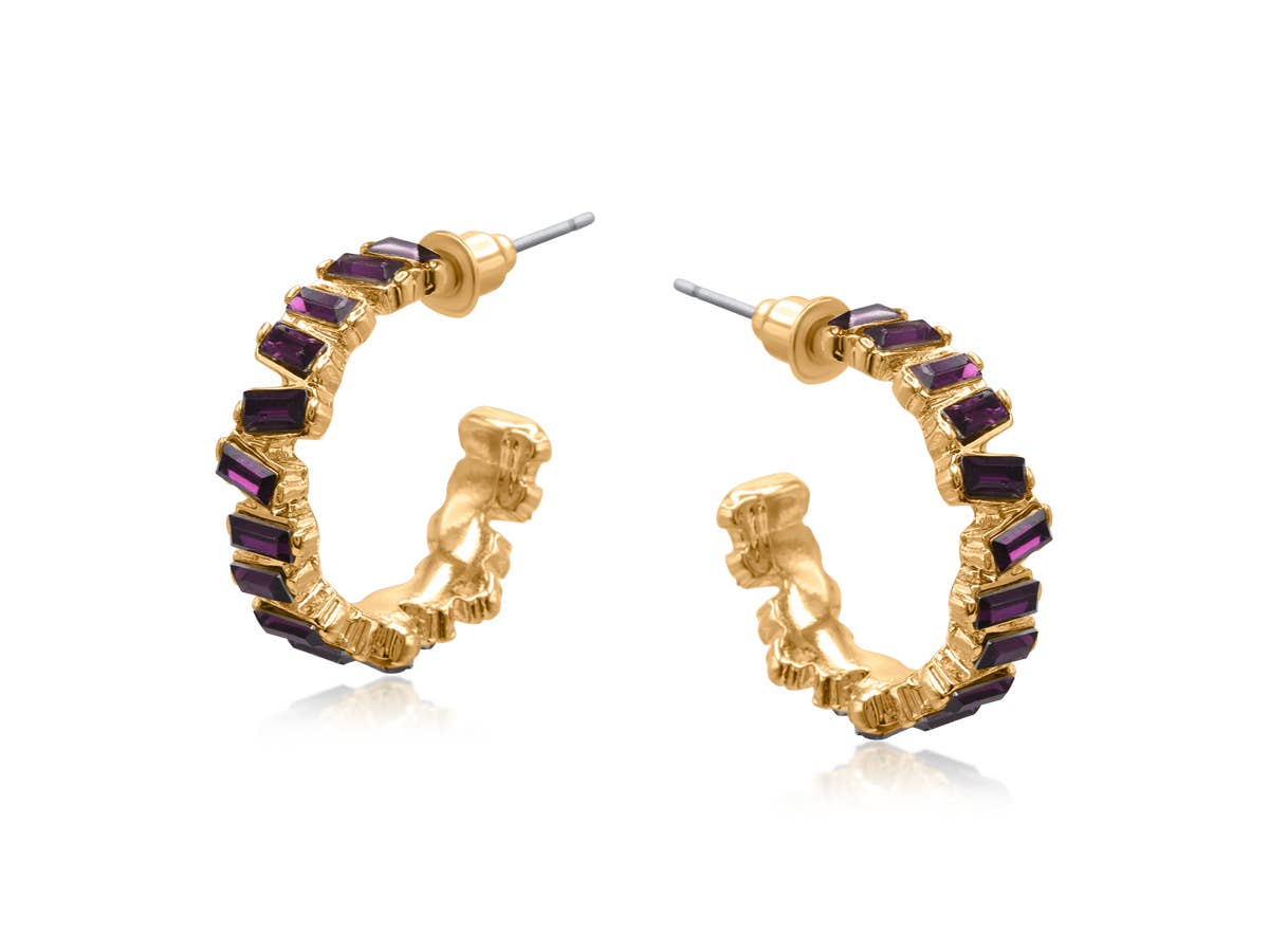 MYSTIC TREASURES ENCRUSTED IRREGULAR GEM PETITE EARRINGS: AMETHYST
