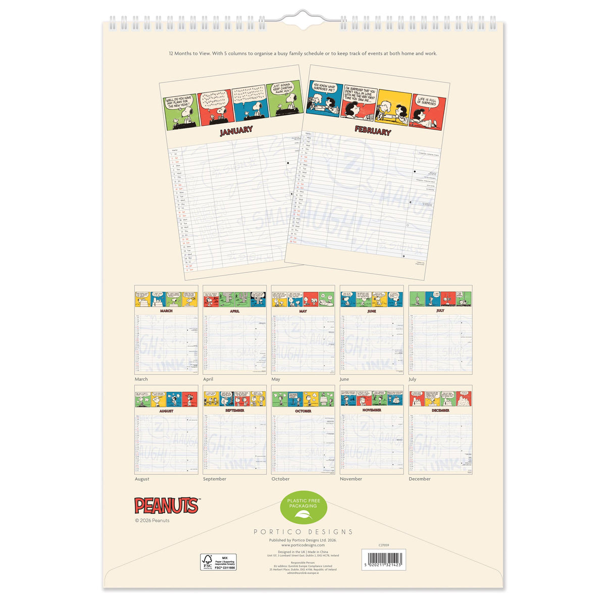 Peanuts 2027 A3 Family Calendar