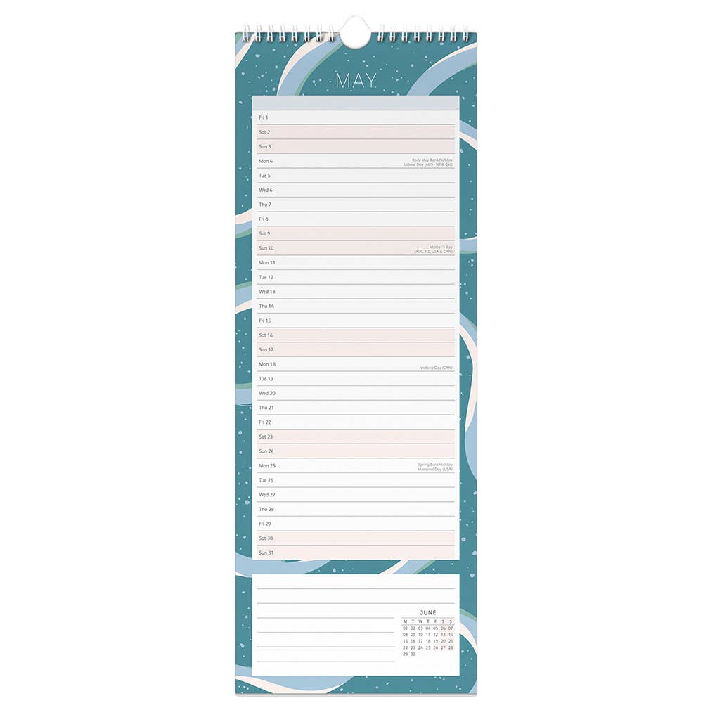 2026 Slim Wall Calendar with Notes, Hook & Storage Pocket