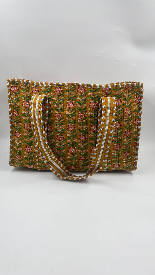 100% Cotton Kantha Quilted Boho Reversible (Small) Tote 