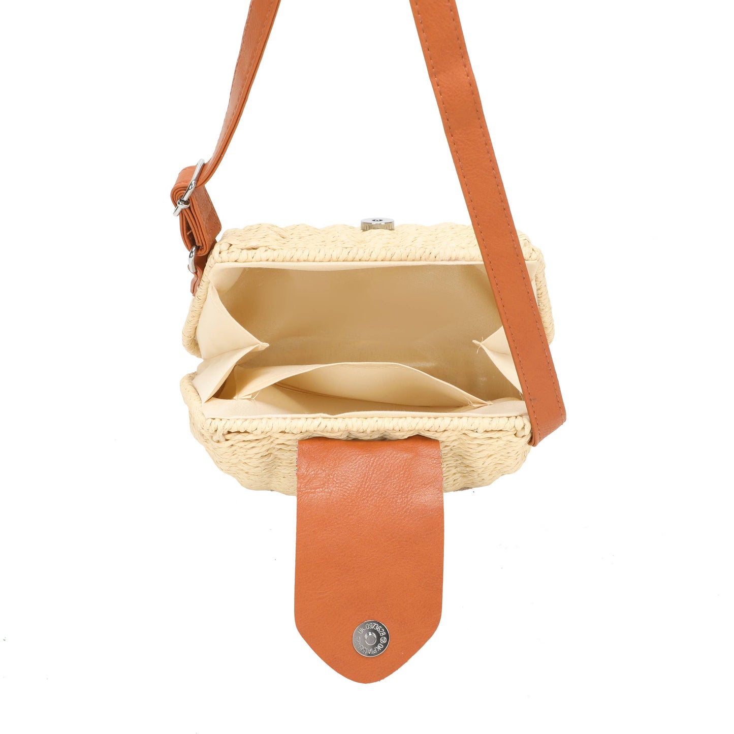 J6519 Straw Crossbody Bag with gems: Lilac