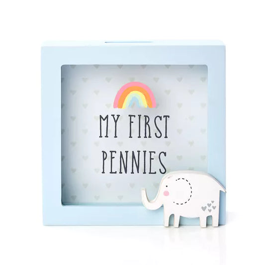 Widdop - Petit Cheri Money Box Blue Elephant Design "My first pennies"