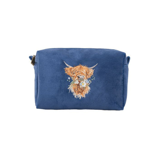 Wrendale - 'Daisy Coo' Highland Cow Embroidered Make Up Bag