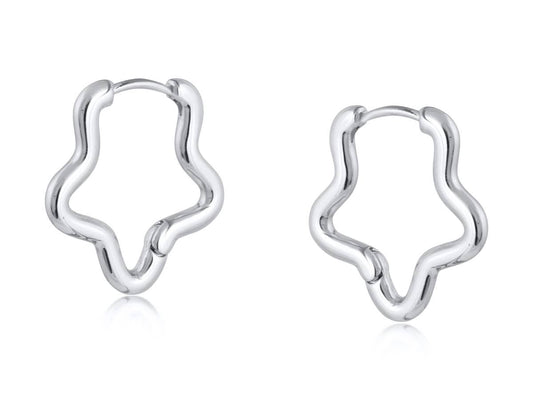 Soraya Organic Squiggle Shape Hoop Earrings: SILVER