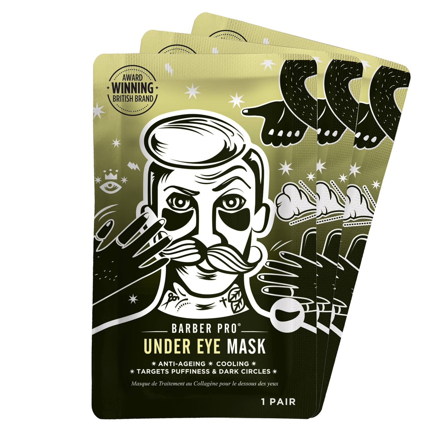 Sale - BARBER PRO Under Eye Mask - 3 pairs in a pouch!