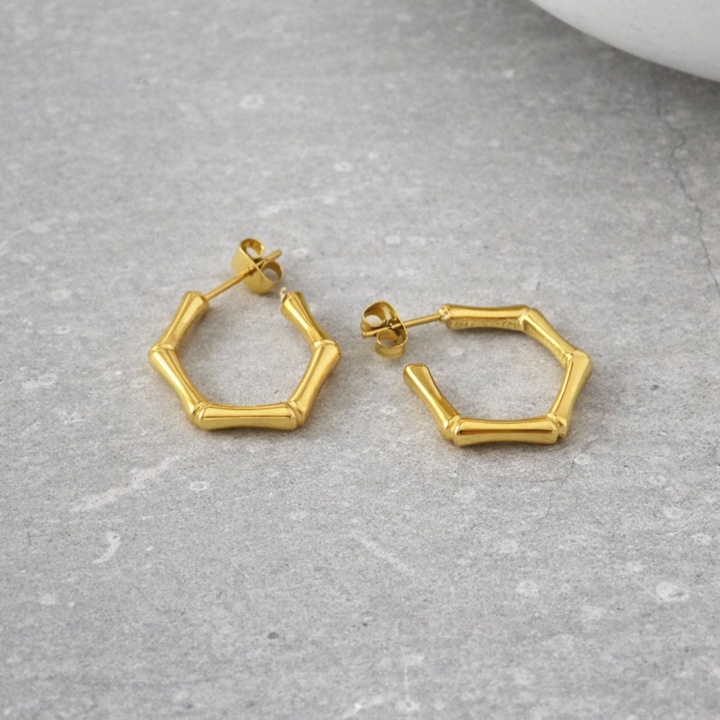Tarnish Resistant Hexagonal Studs: Silver