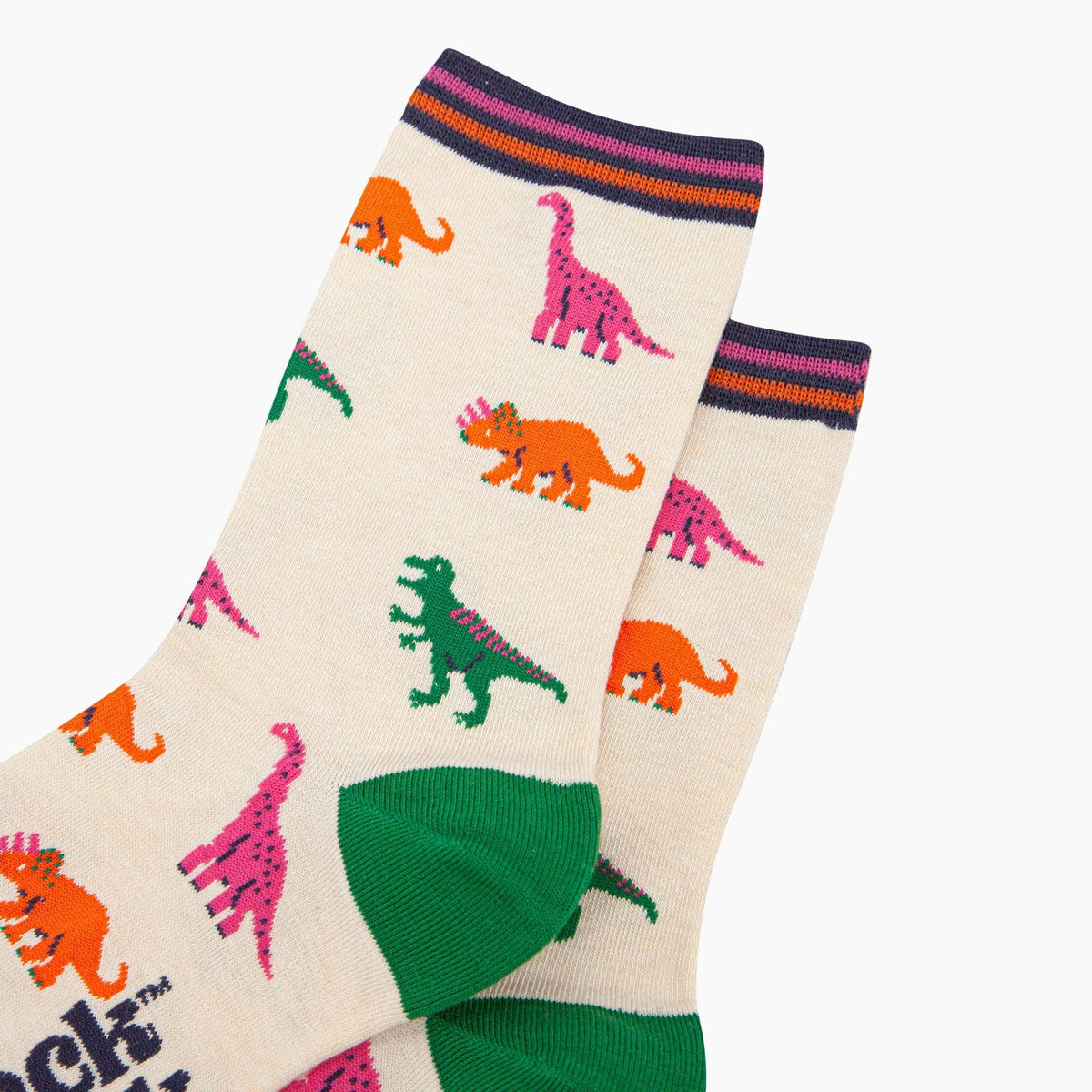 Dinosaur Bamboo Socks in Cream/Multi: UK 3-7 | EU 36-40 | US 5-9