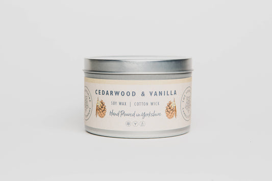 Cedarwood & Vanilla Large Tin | Scented Candle | Soy Wax