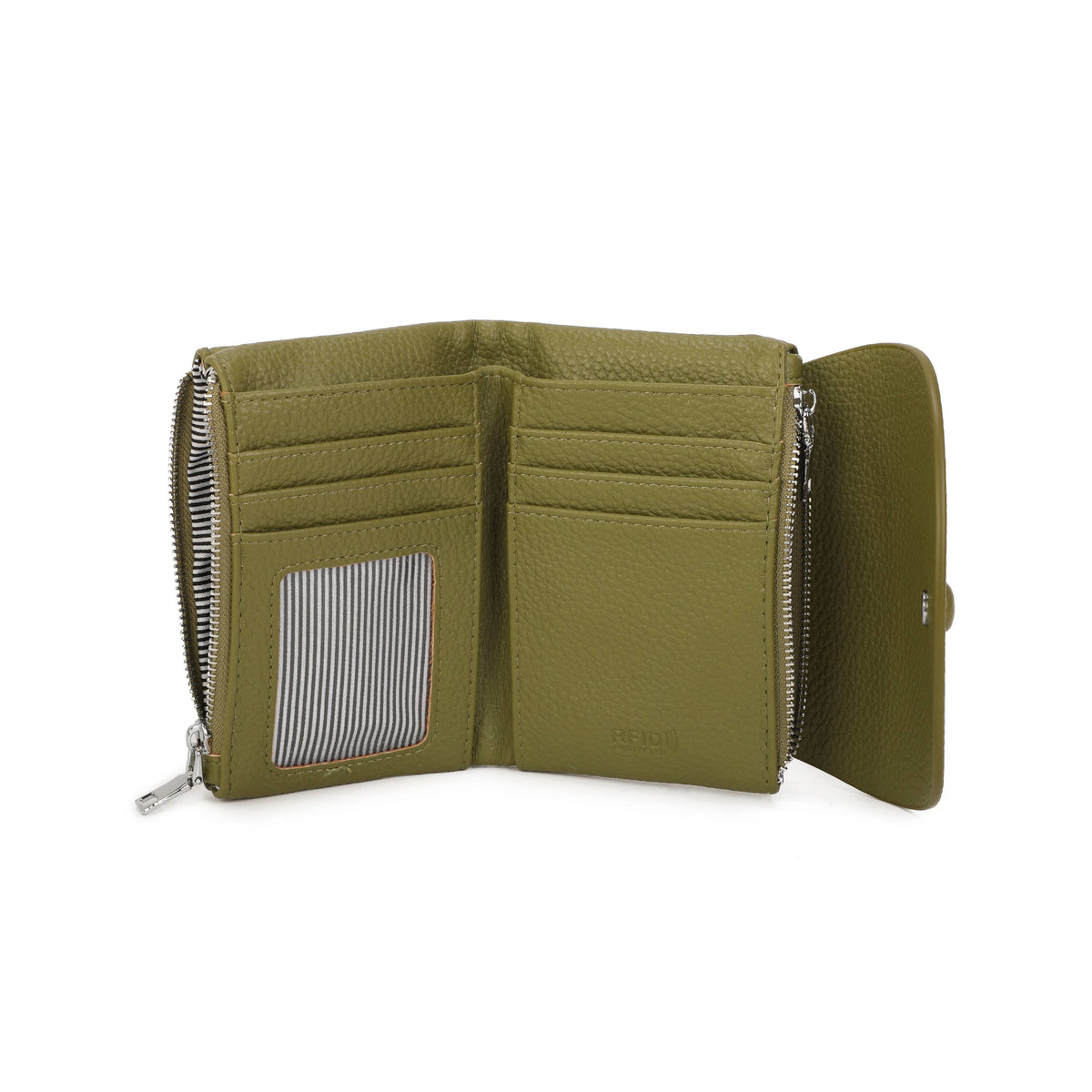 JM1761 RFID Soft Grain Compact Wallet: Beige