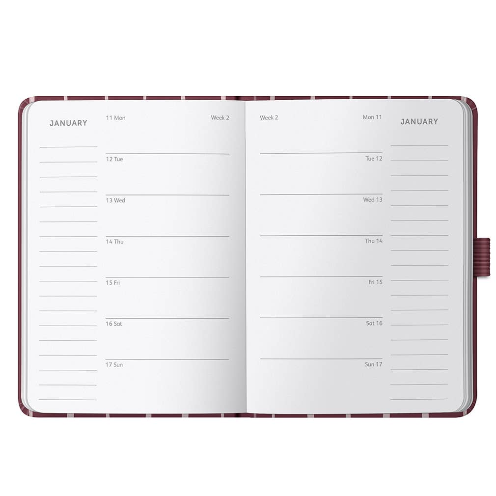 A6 Busy Life Diary 2027 Burgundy Stripe - Busy B