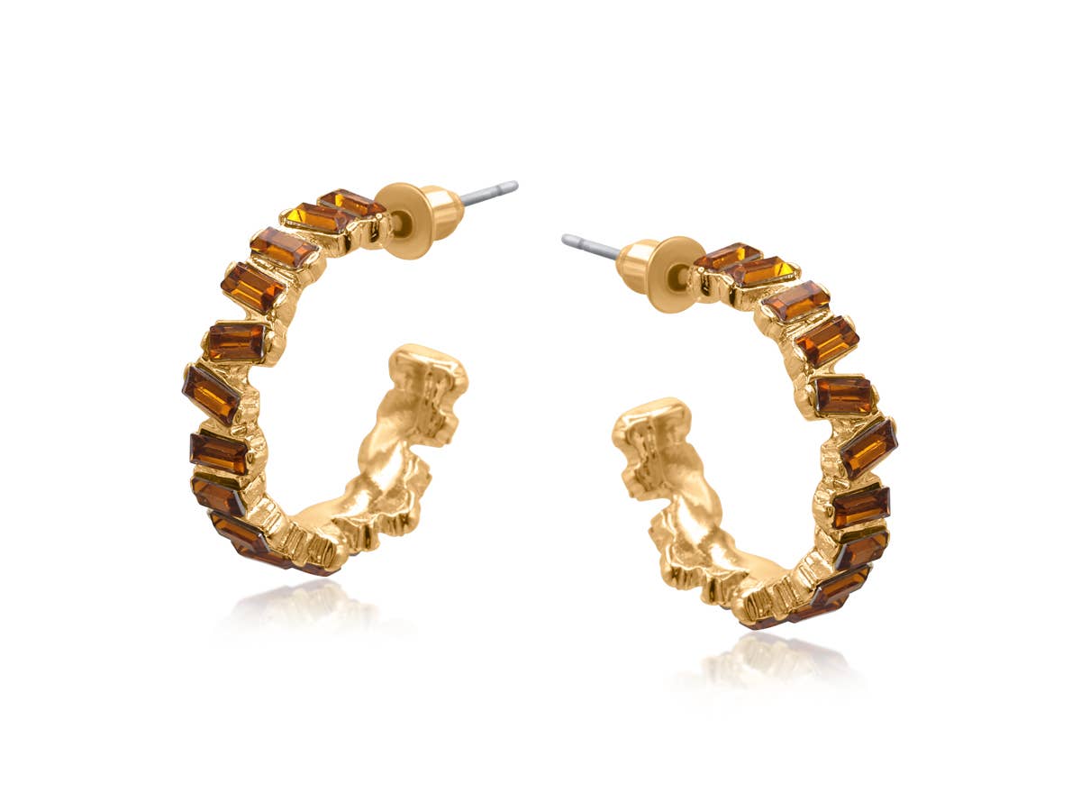 MYSTIC TREASURES ENCRUSTED IRREGULAR GEM PETITE EARRINGS: ORANGE