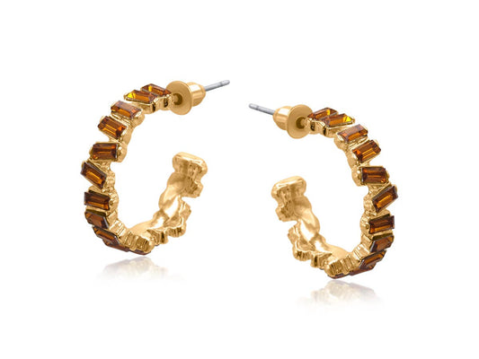MYSTIC TREASURES ENCRUSTED IRREGULAR GEM PETITE EARRINGS: ORANGE