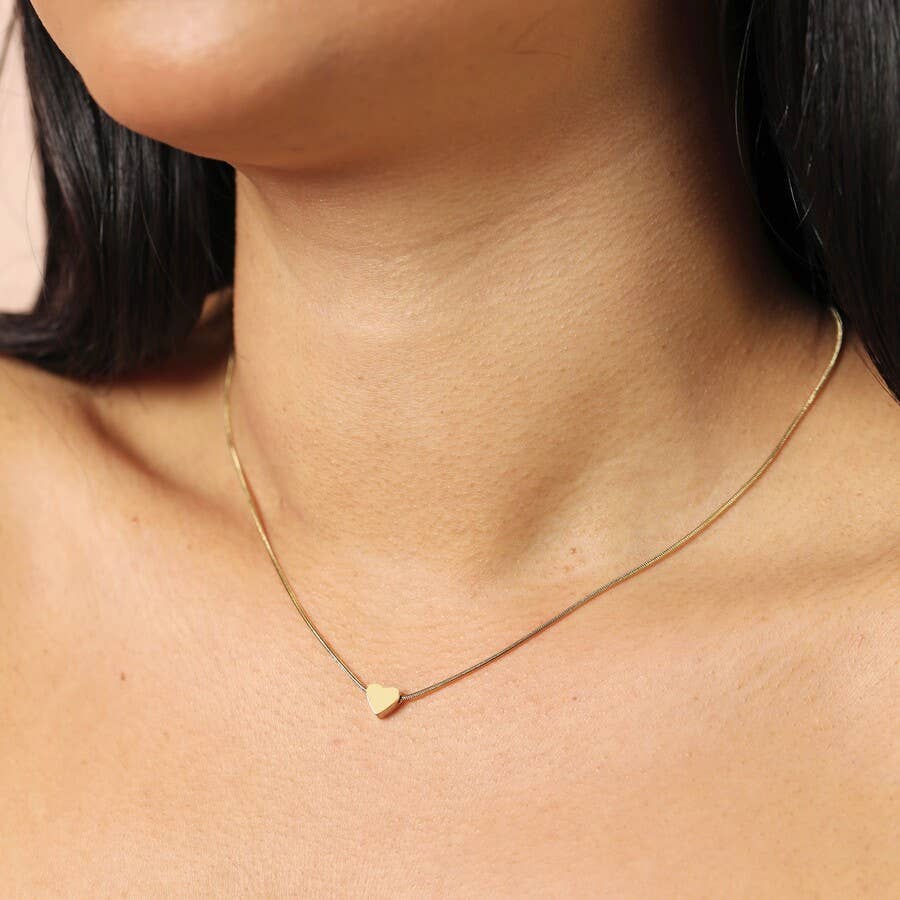 Stainless Steel Mini Heart Pendant Necklace in Gold