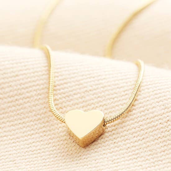 Stainless Steel Mini Heart Pendant Necklace in Gold