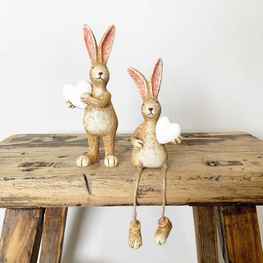 SALE - Jasper Rabbit White Heart, 14cm