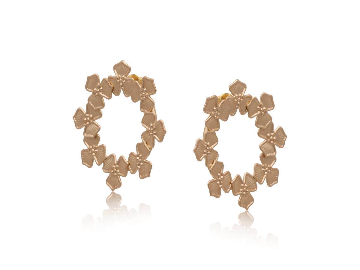 OPHELIA WREATH  MATTE METAL EARRINGS: GOLD