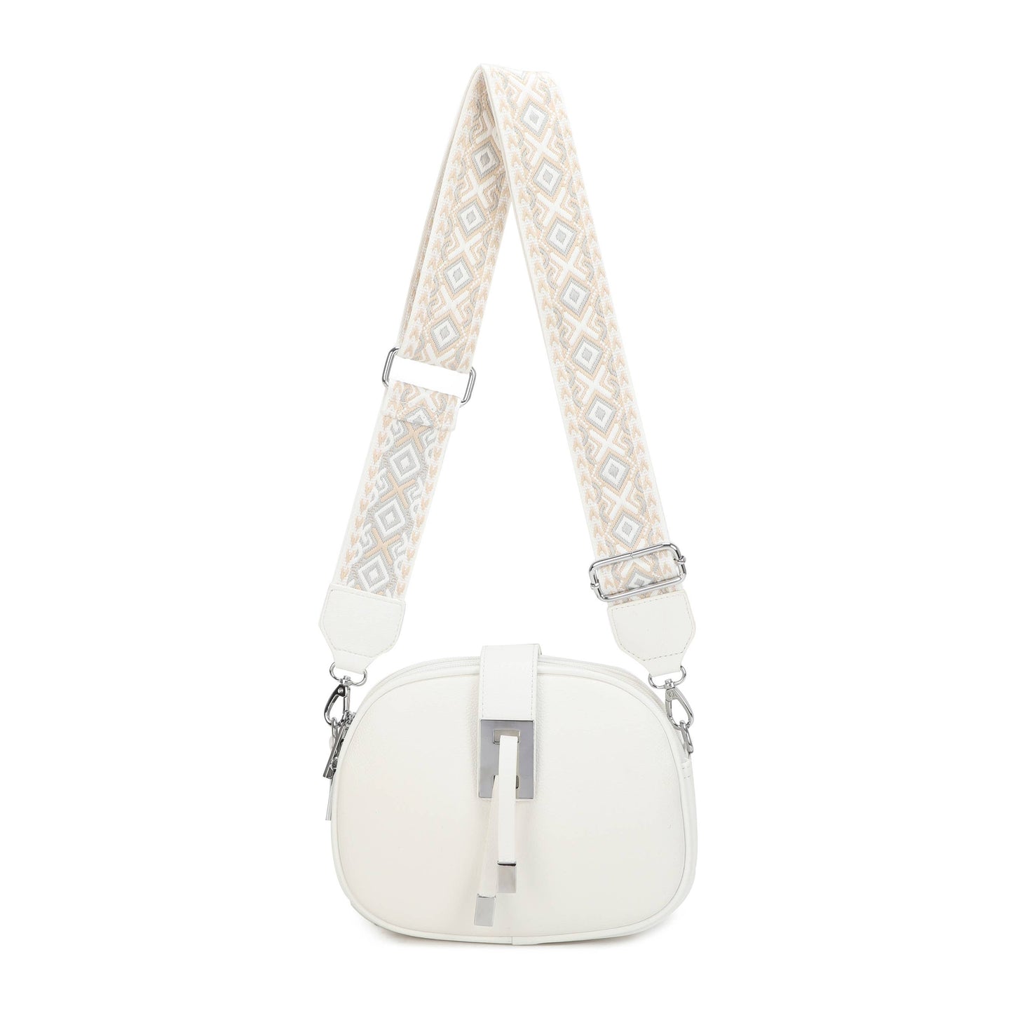 JM1307 Everyday Crossbody Bag with Pattern Strap: Green