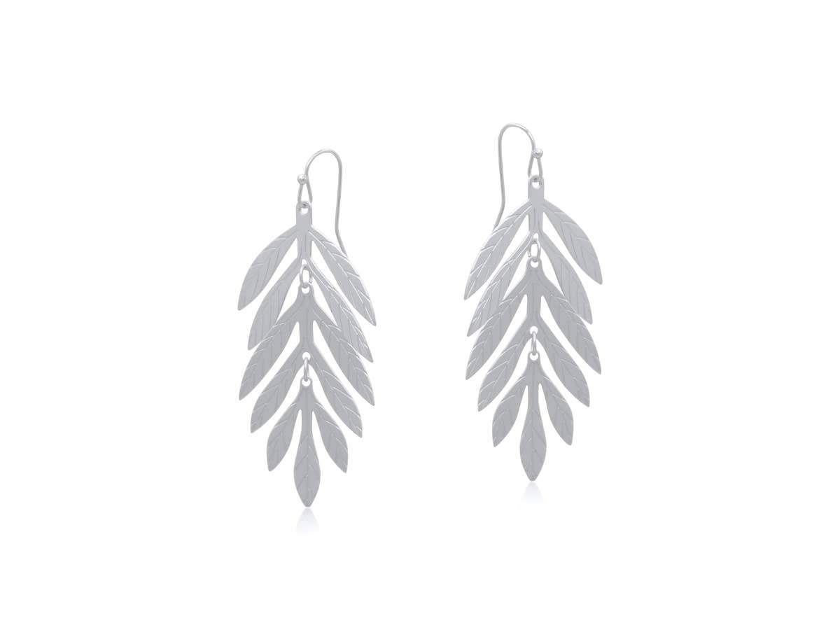 MANNONE MATTE LEAVES EARRINGS: SILVER