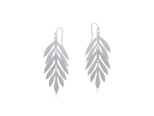 MANNONE MATTE LEAVES EARRINGS: SILVER
