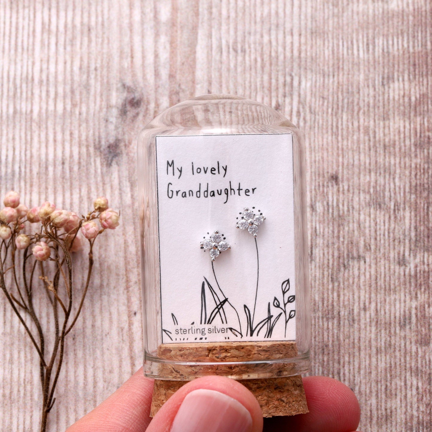 TT51111 MY LOVELY GRANDDAUGHTER Sparkle earrings /SILVER