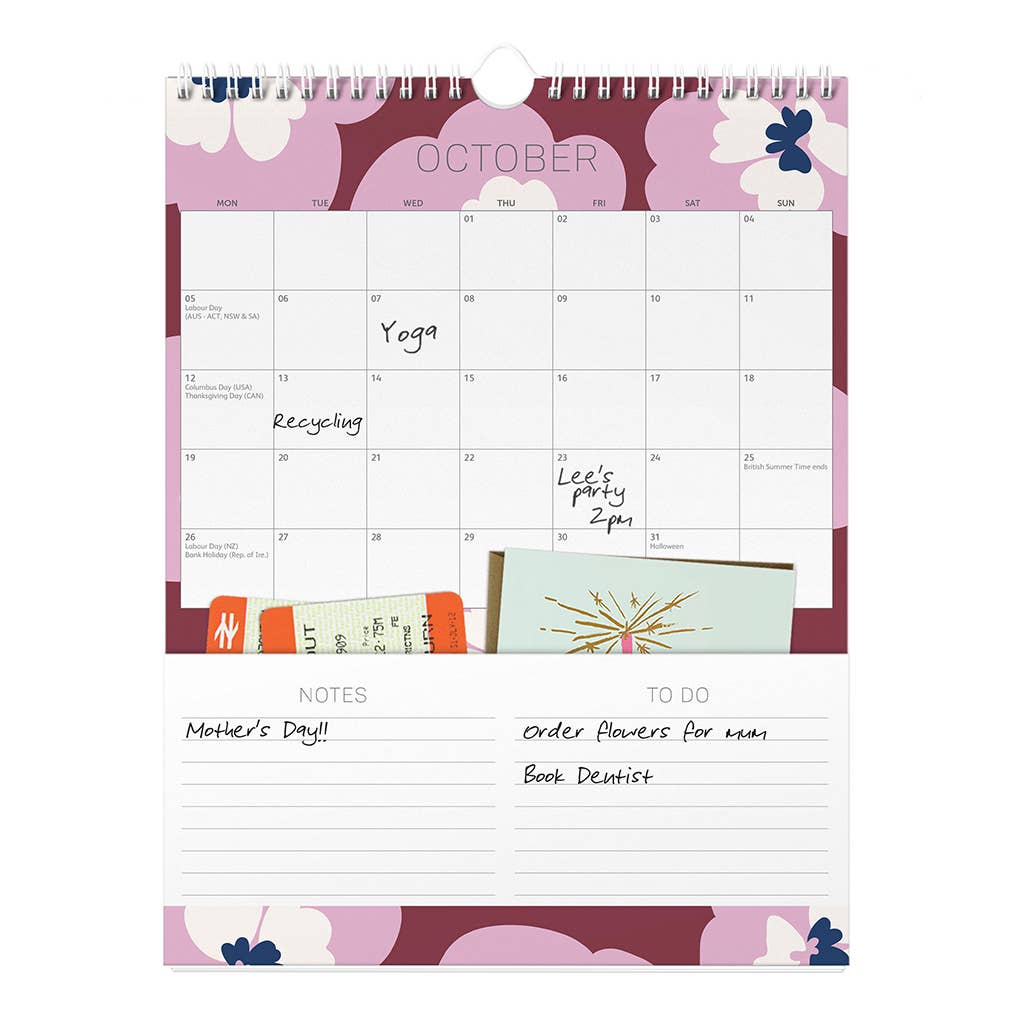 2026 Graphic Wall Calendar - Month to View - Storage Pockets