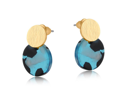 HOPE METAL AND RESING SMALL DISC EARRINGS: BLUE/BLACK
