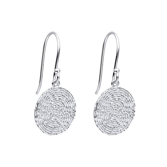 Gecko - Ripple texture round disc drop earring