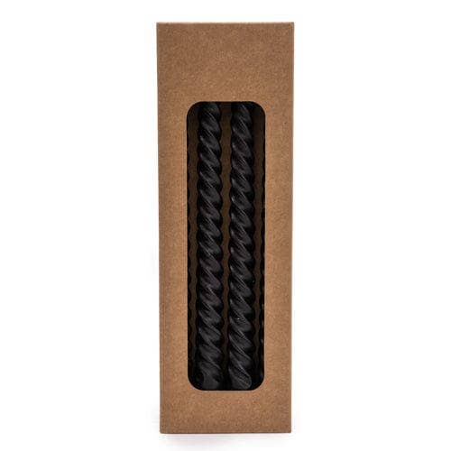 Twisted Candle in Black Set of 4