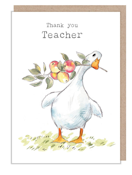 Thank you Teacher Card - Duck with Apples