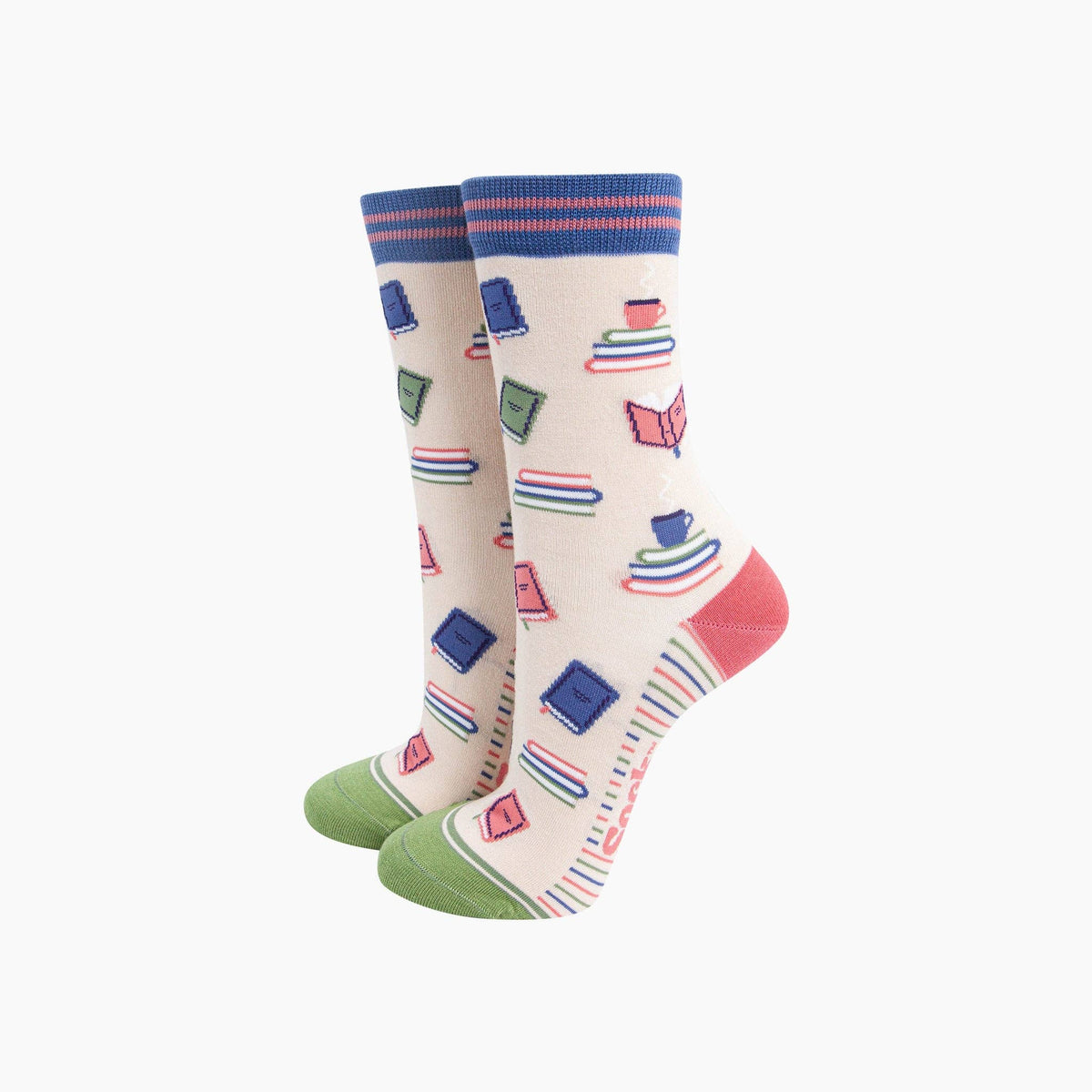 Book Lover Bamboo Socks in Cream: UK 3-7 | EU 36-40 | US 5-9