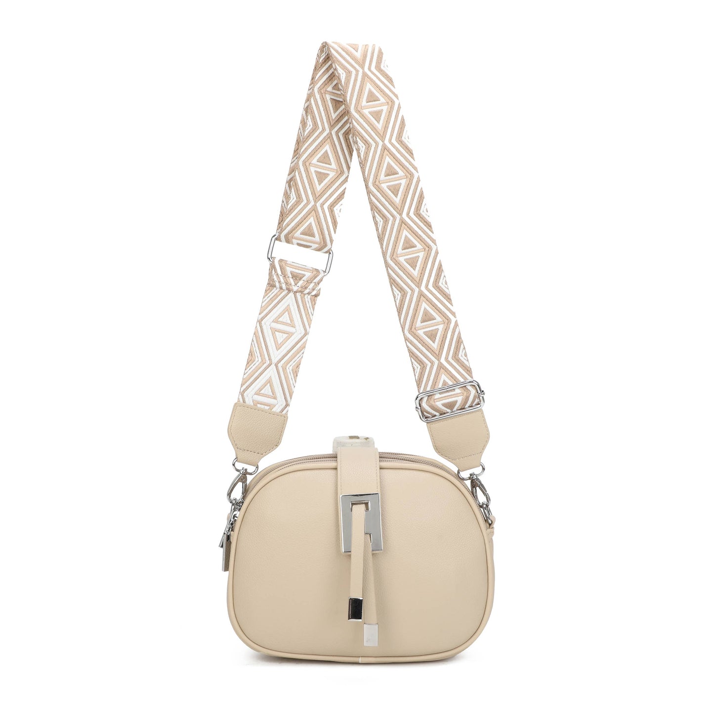 JM1307 Everyday Crossbody Bag with Pattern Strap: Dark green