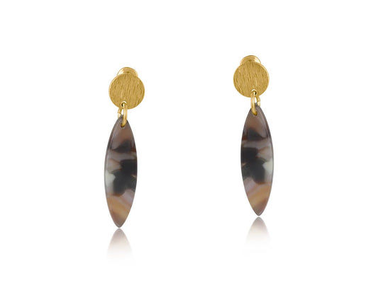 Hortense Metal and Resin Dangle Earrings: BROWN GREY
