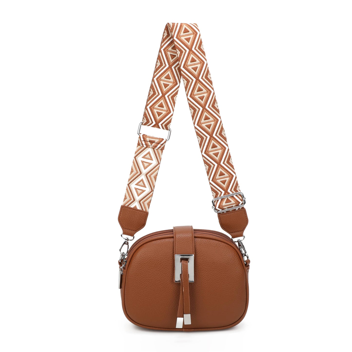 JM1307 Everyday Crossbody Bag with Pattern Strap: Dark green