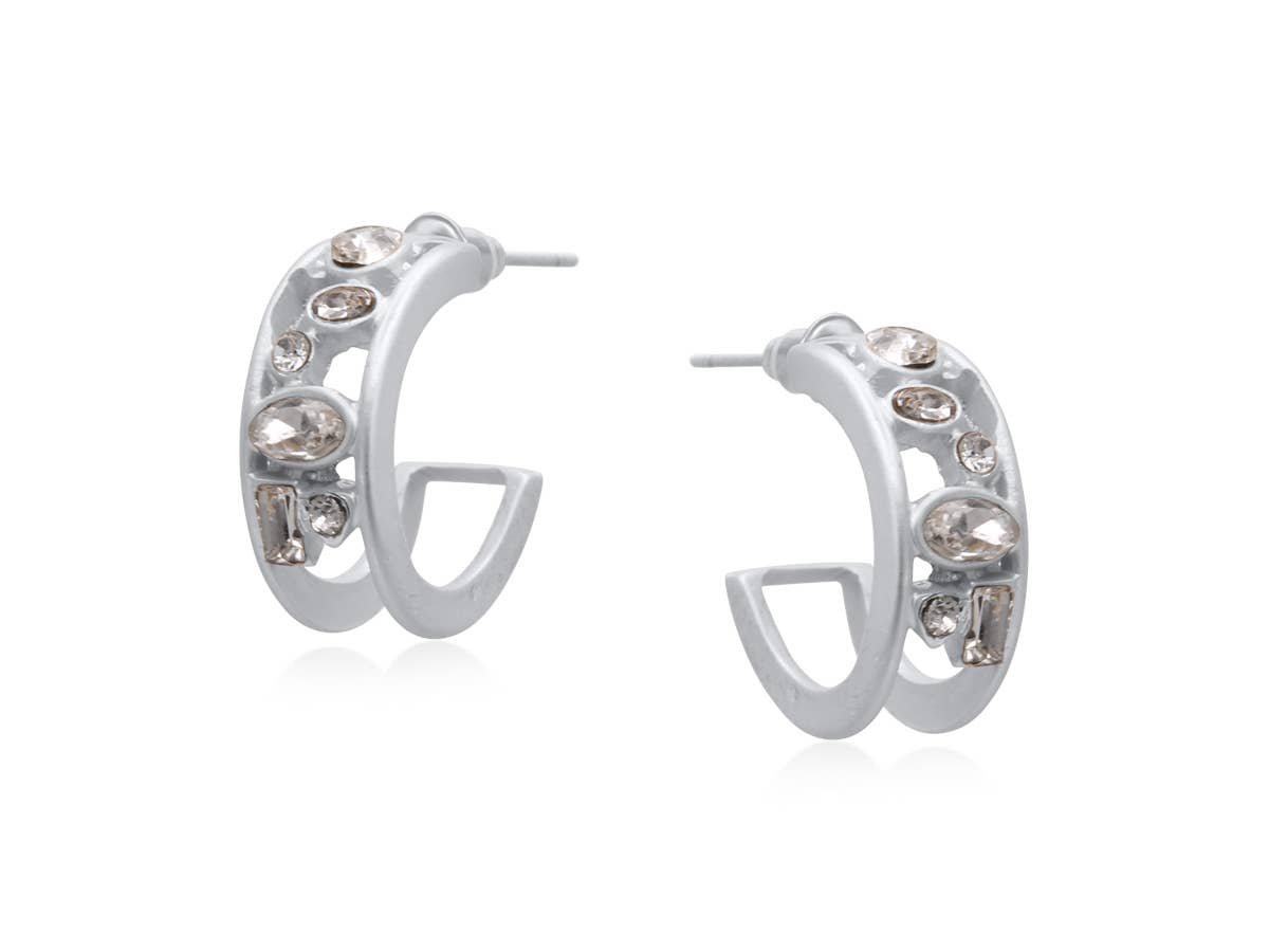 CERENITY MATTE PETITE HOOP FILIGREE EARRINGS: SILVER