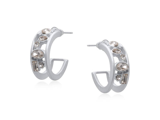 CERENITY MATTE PETITE HOOP FILIGREE EARRINGS: SILVER