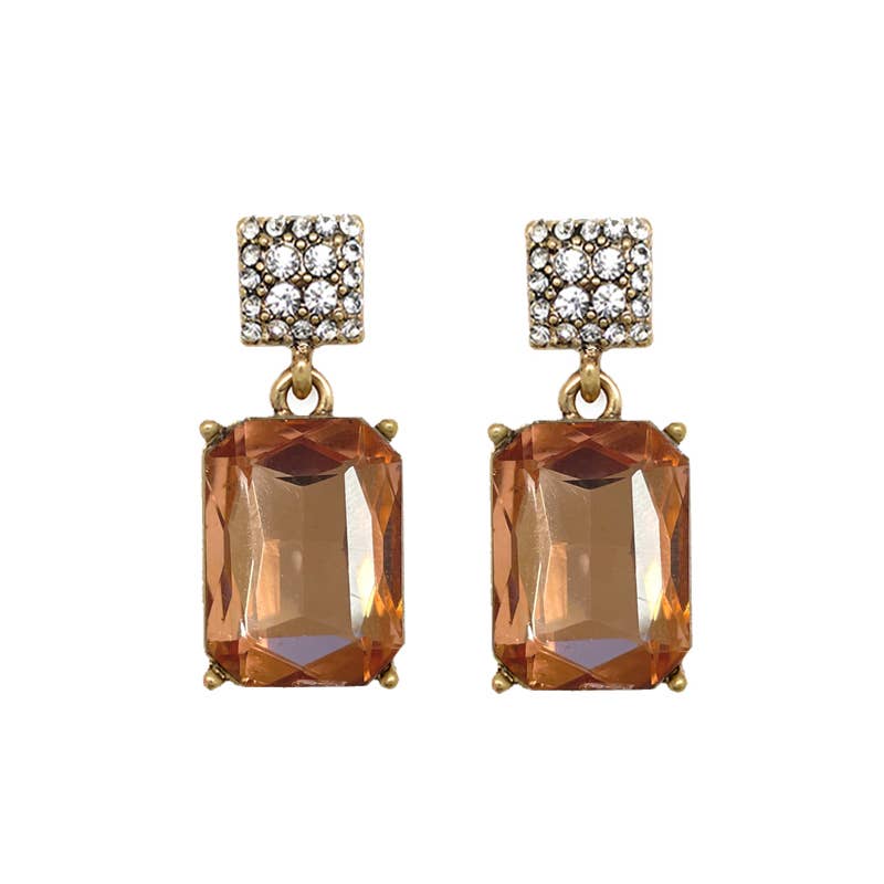 Sale - Crystal Top Earring in Peach
