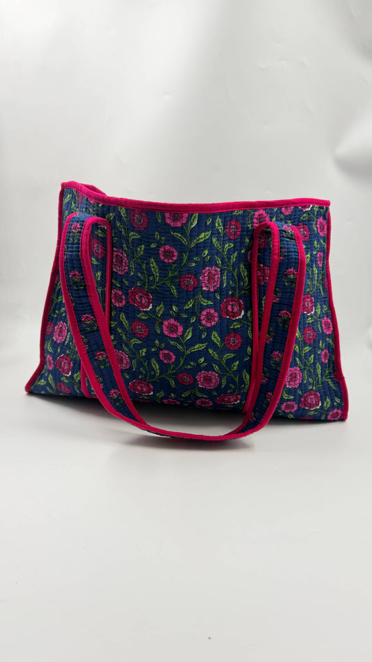 100% Cotton Kantha Quilted Boho Reversible Tote Bag