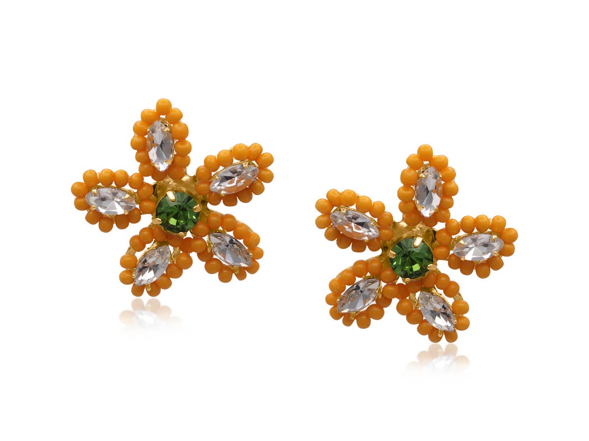 FAIRY KINGDOM FLORAL PETITE EARRINGS: ORANGE
