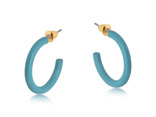 Norma Enamelled Simple Hoop Earrings: BLUE