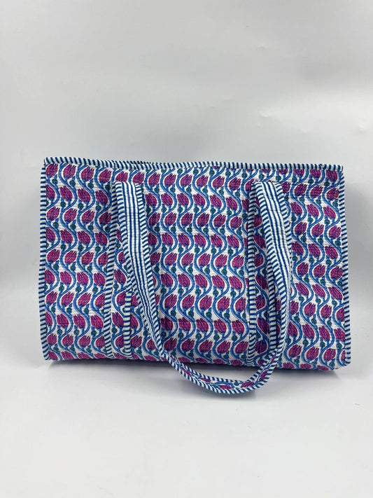 100% Cotton Kantha Quilted Boho Reversible (Small) Tote Bag