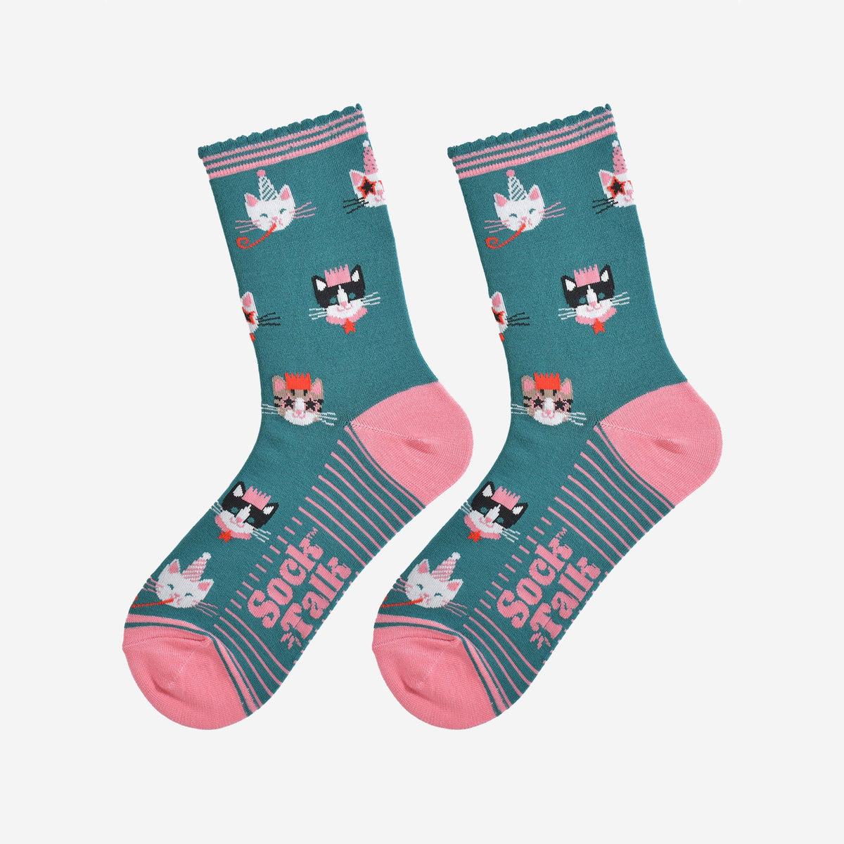 Party Cats Bamboo Socks in Green: UK 3-7 | EU 36-40 | US 5-9