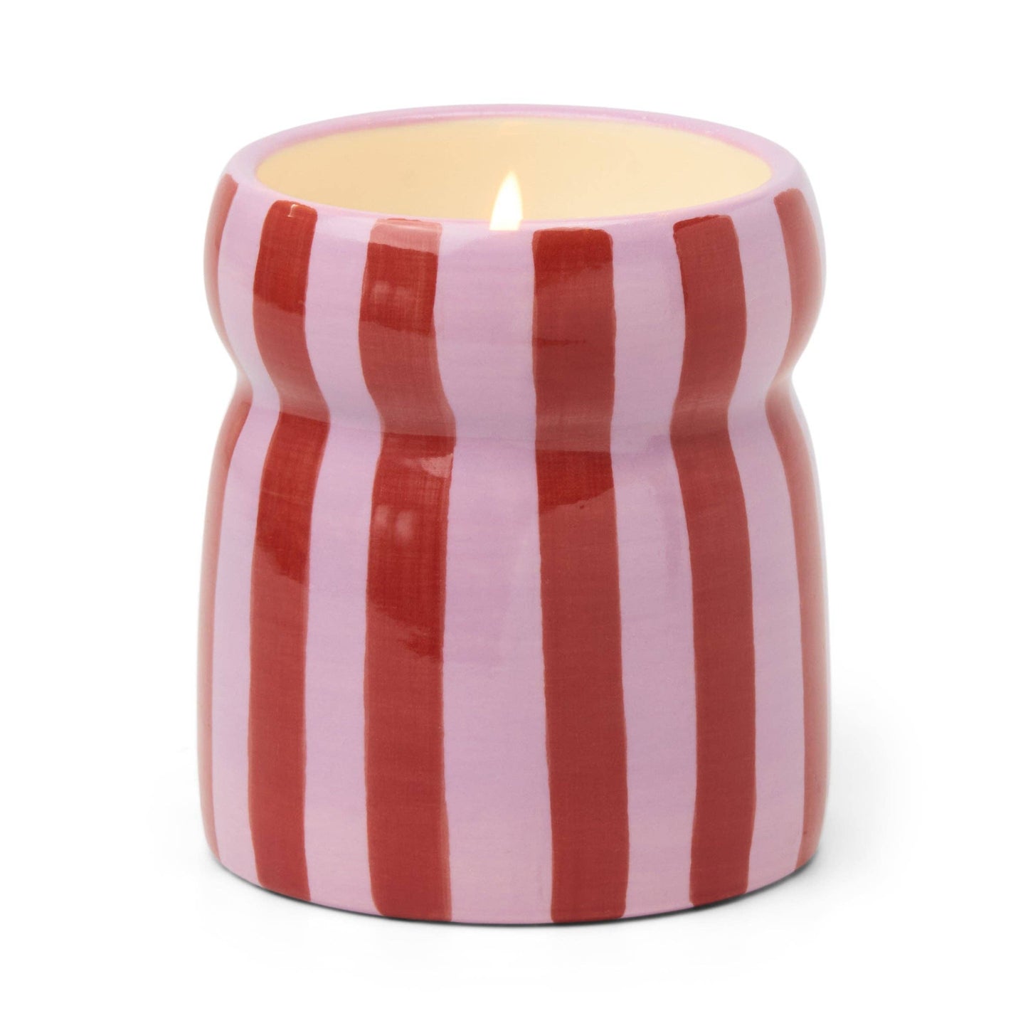 Red/Pink Striped Ceramic Candle - Pink Peppermint
