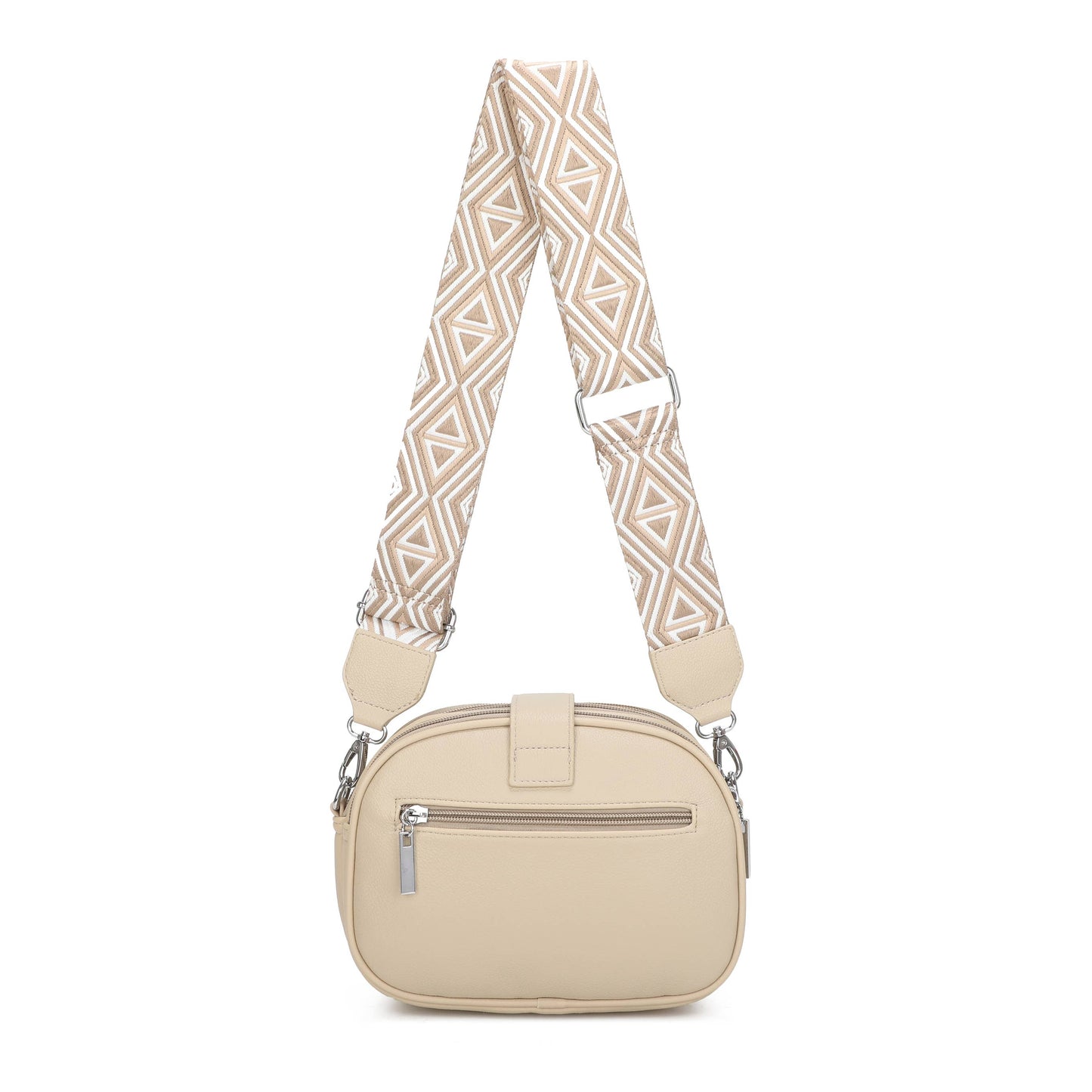 JM1307 Everyday Crossbody Bag with Pattern Strap: Light Blue