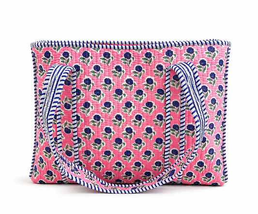 100% Cotton Kantha Quilted Boho Reversible (Small) Tote Bag