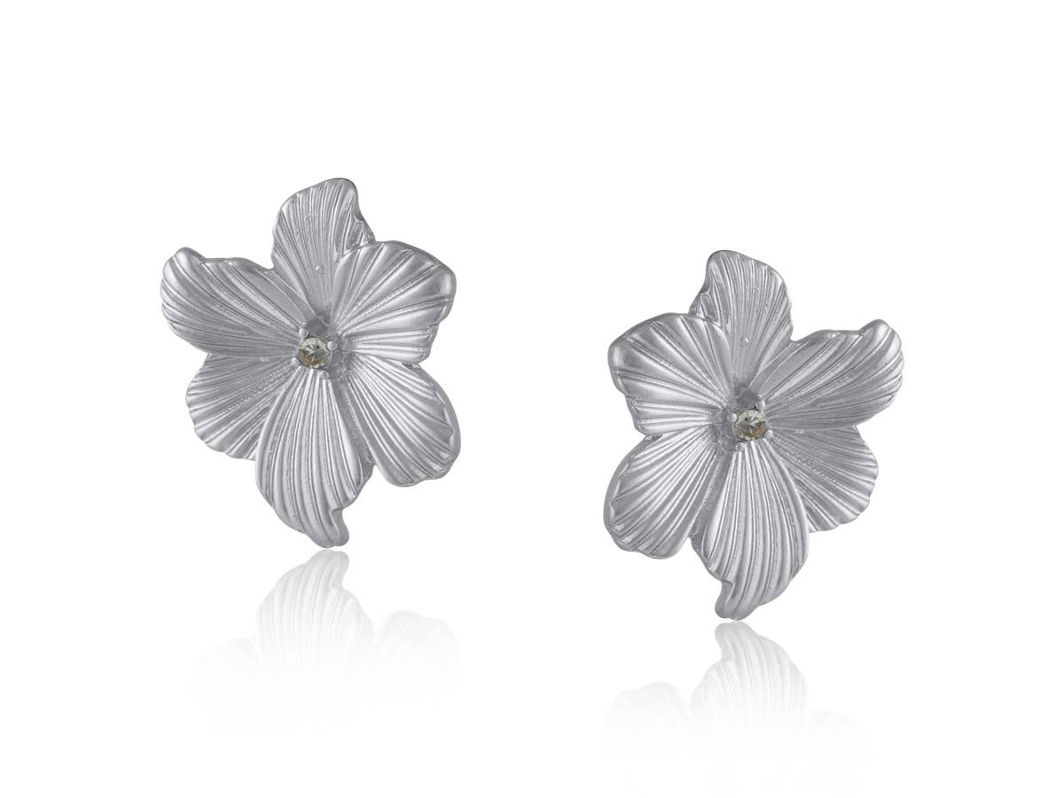 CARLOTTA FLORAL MATTE EARRINGS: MATTE GOLD