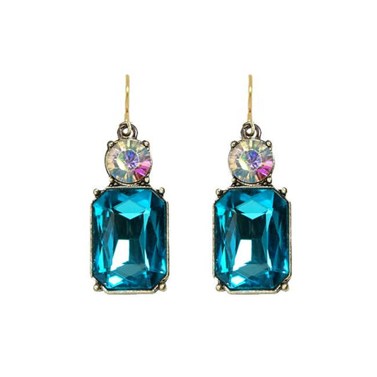 Twin Gem Earring in Turquoise & Aurora Borealis