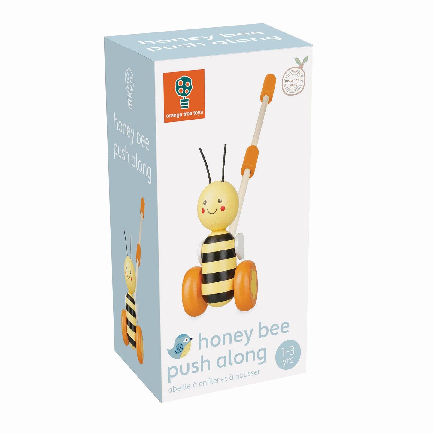 Boxed Wooden Push Along Honey Bee